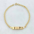 Pulso Bebé Aro Seguido Placa Rectangular Curva 1.4gr / 14cm-15cm / Oro Amarillo 18K