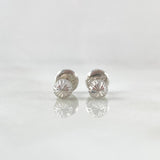 Stud Earrings Bead 0.55gr / 4mm Diamond Cut White Gold 18K *