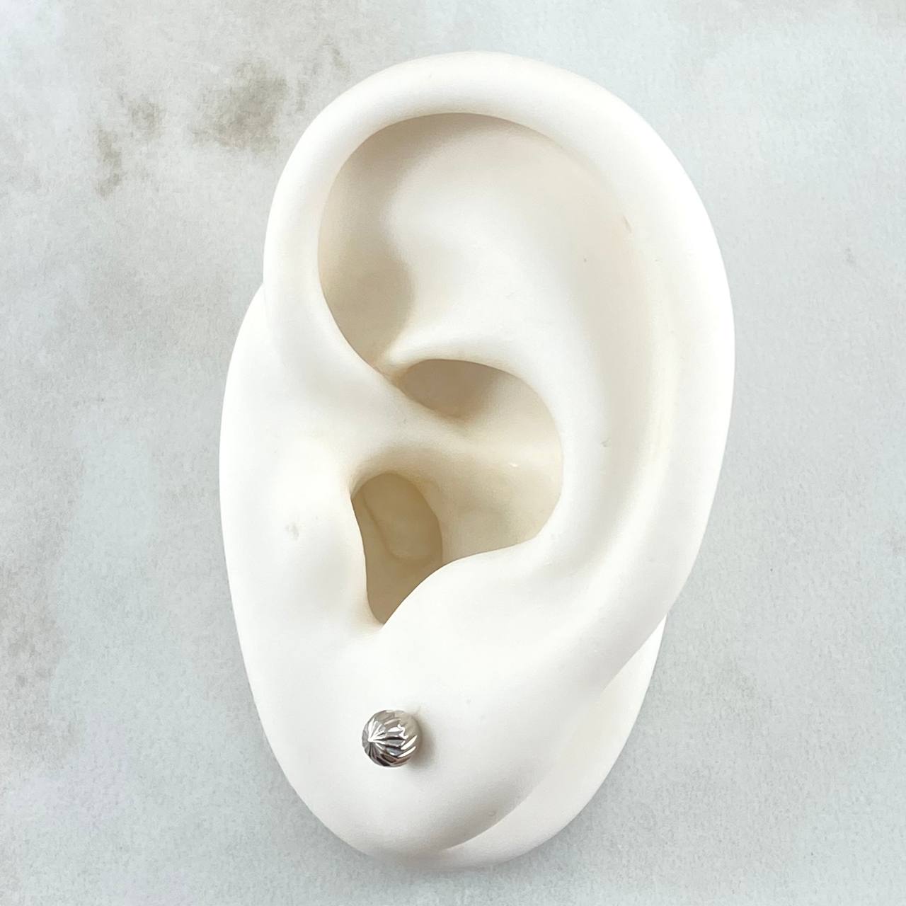 Stud Earrings Bead 0.55gr / 4mm Diamond Cut White Gold 18K *