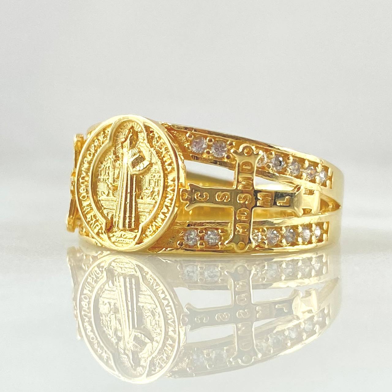 San Benito Ring Cold Crosses 5.8gr / Size 10 1/2 / 18K Gold ©