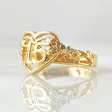 Ring 15s Heart Sprigs 3.55gr / Size 6 1/4 / 18K Gold ©