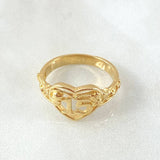 Ring 15s Heart Sprigs 3.55gr / Size 6 1/4 / 18K Gold ©