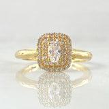 Square Halo Ring 2.9gr / Size 6 1/2 / 18K Gold ©