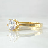 Smooth Solitaire Ring Six Prongs 2.8gr / Size 6 1/2 / 18K Gold ©