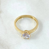 Smooth Solitaire Ring Six Prongs 2.8gr / Size 6 1/2 / 18K Gold ©