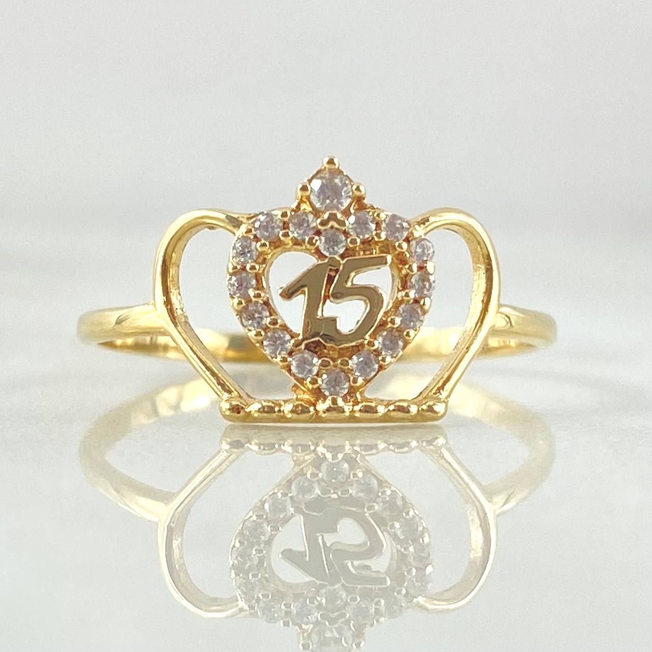 Crown Heart Ring 15´S 1.35gr / T7 / Yellow Gold 18K