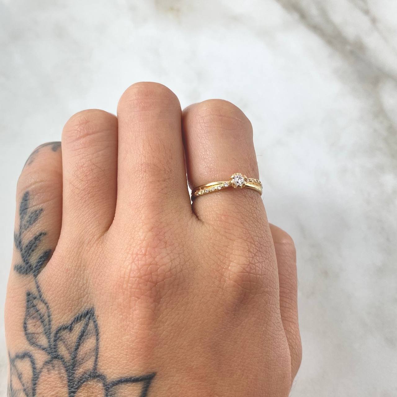 Anillo Solitario Infinito Resalte 1,5gr, Talla 5,5, Oro 18K 730