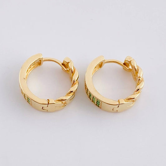 Hoop Earrings Cuban Channel 3.85g / 1/2 in 18K Yellow Gold