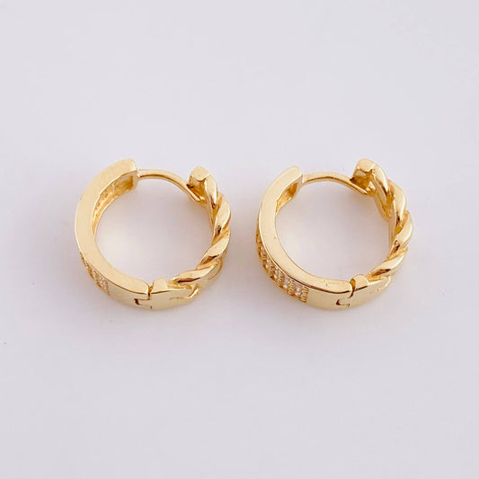 Hoop Earrings Cuban Track 3.75g / 1/2 in 18K Yellow Gold