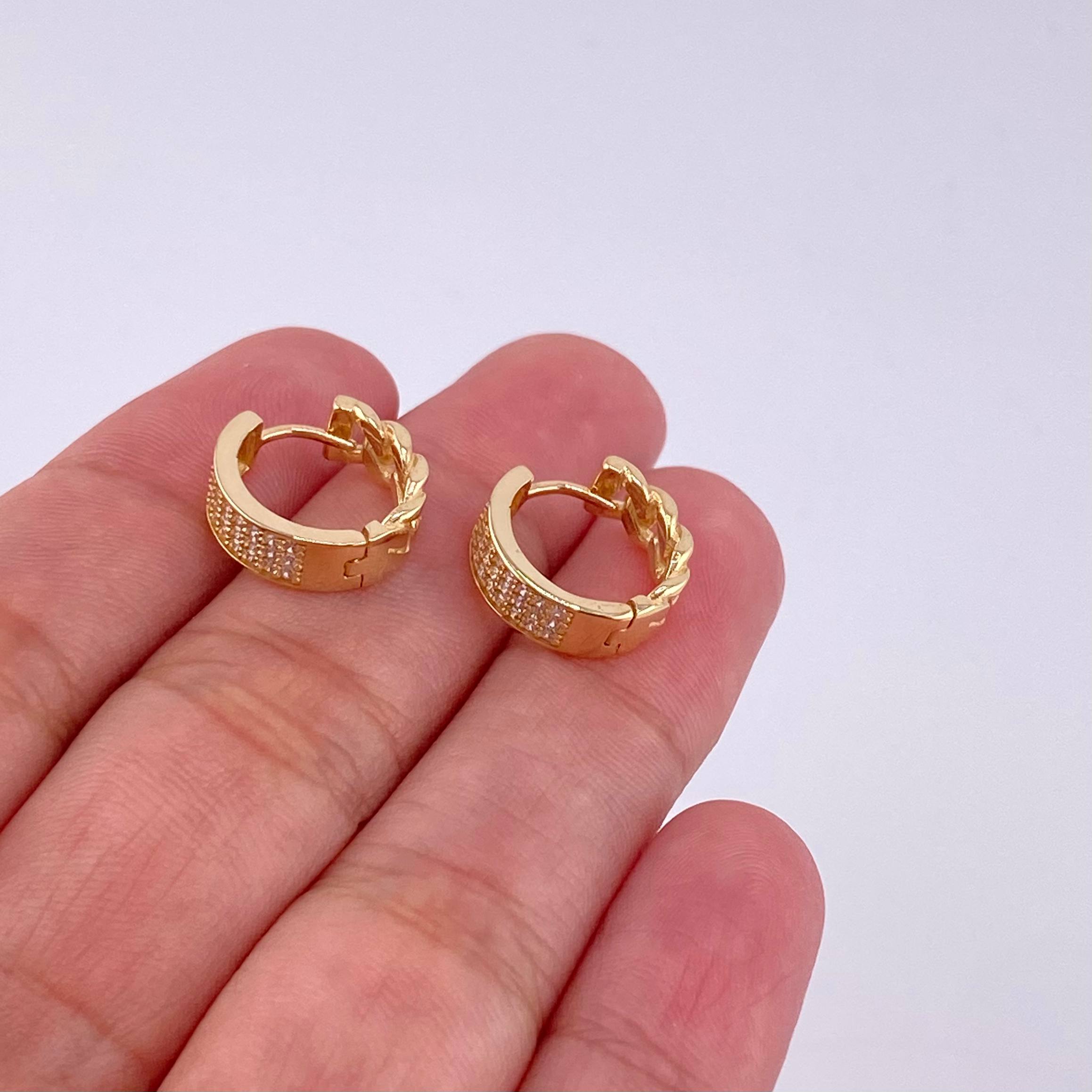 Candongas Cubana Carril 3.8g / 1/2 in Oro Amarillo 18K