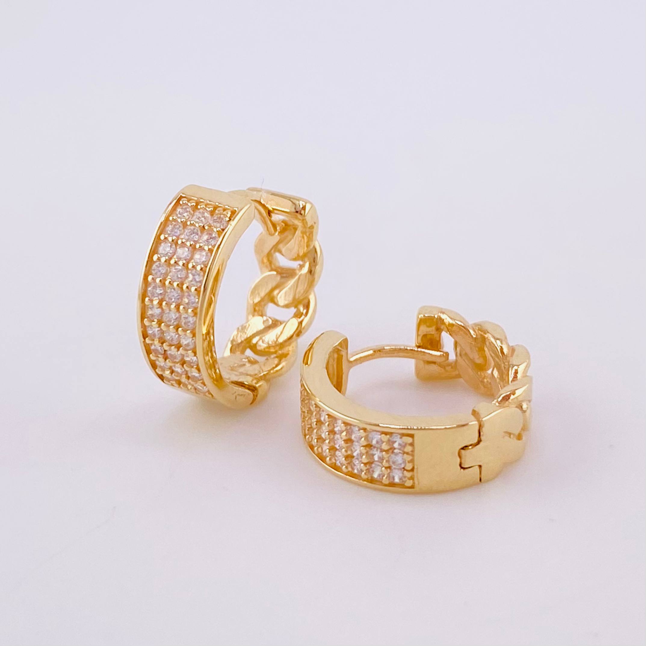 Candongas Cubana Carril 3.9g / 1/2 in Oro Amarillo 18K