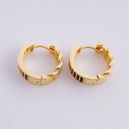 Hoop Earrings Cuban Track 3.9g / 1/2 in 18K Yellow Gold