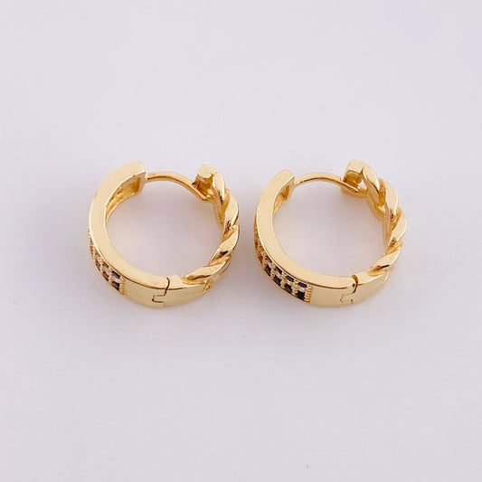 Hoop Earrings Cuban Track 3.7g / 1/2 in 18K Yellow Gold