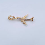 Dije Avion 3.1gr / 3.9cm / Circones Blancos Oro Amarillo 18K &