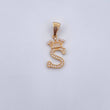 Dije Letra S Corona 1.45gr / 2.7cm / Circones Blancos Oro Amarillo 18K &