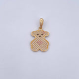 Dije Oso Ts 2.2gr / 2.8cm / Circones Rosados Negros Blancos Oro Amarillo 18K &