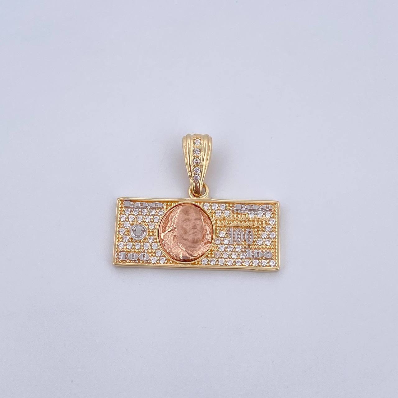 Pendant One Dollar 3.45gr / 2.5cm / White Zircons Three 18K Golds &
