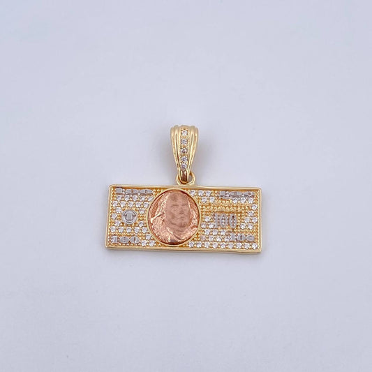 Pendant One Dollar 3.45gr / 2.5cm / White Zircons Three 18K Golds &
