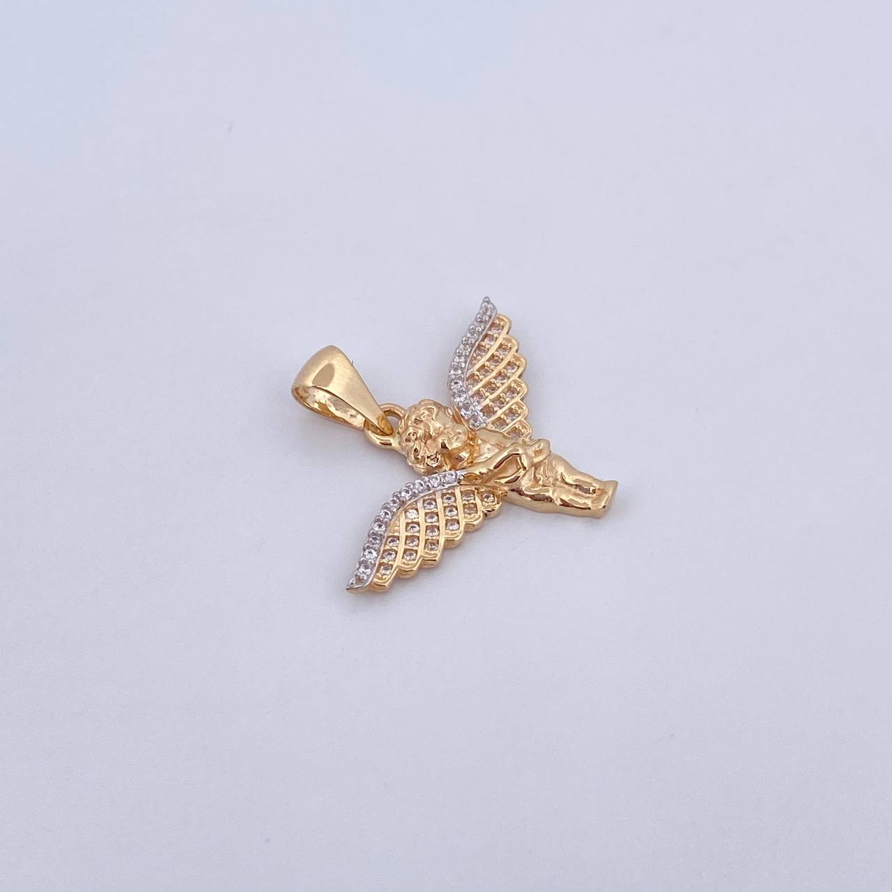 Pendant Angel 3.1gr / 2.6cm / White Zirconia Two-tone Yellow and White 18K Gold &
