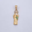 Pendant San Judas 4.2gr / 4.1cm / White and Green Zircons Two 18K Yellow and White Gold $