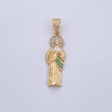 Pendant San Judas 4.2gr / 4.1cm / White and Green Zircons Two 18K Yellow and White Gold $