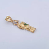 Pendant San Judas 4.2gr / 4.1cm / White and Green Zircons Two 18K Yellow and White Gold $