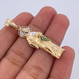 Pendant San Judas 4.2gr / 4.1cm / White and Green Zircons Two 18K Yellow and White Gold $