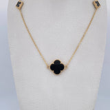 Classic Link Chain Clover 6.1gr / 17.0in / 1.2mm Black Onyx 18K Gold Special Birthstone &