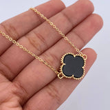 Classic Link Chain Clover 6.1gr / 17.0in / 1.2mm Black Onyx 18K Gold Special Birthstone &