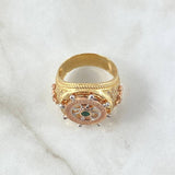 Mobile Steering Ring 12.85gr / T10 / White Zircons Green Tres Oros 18K *