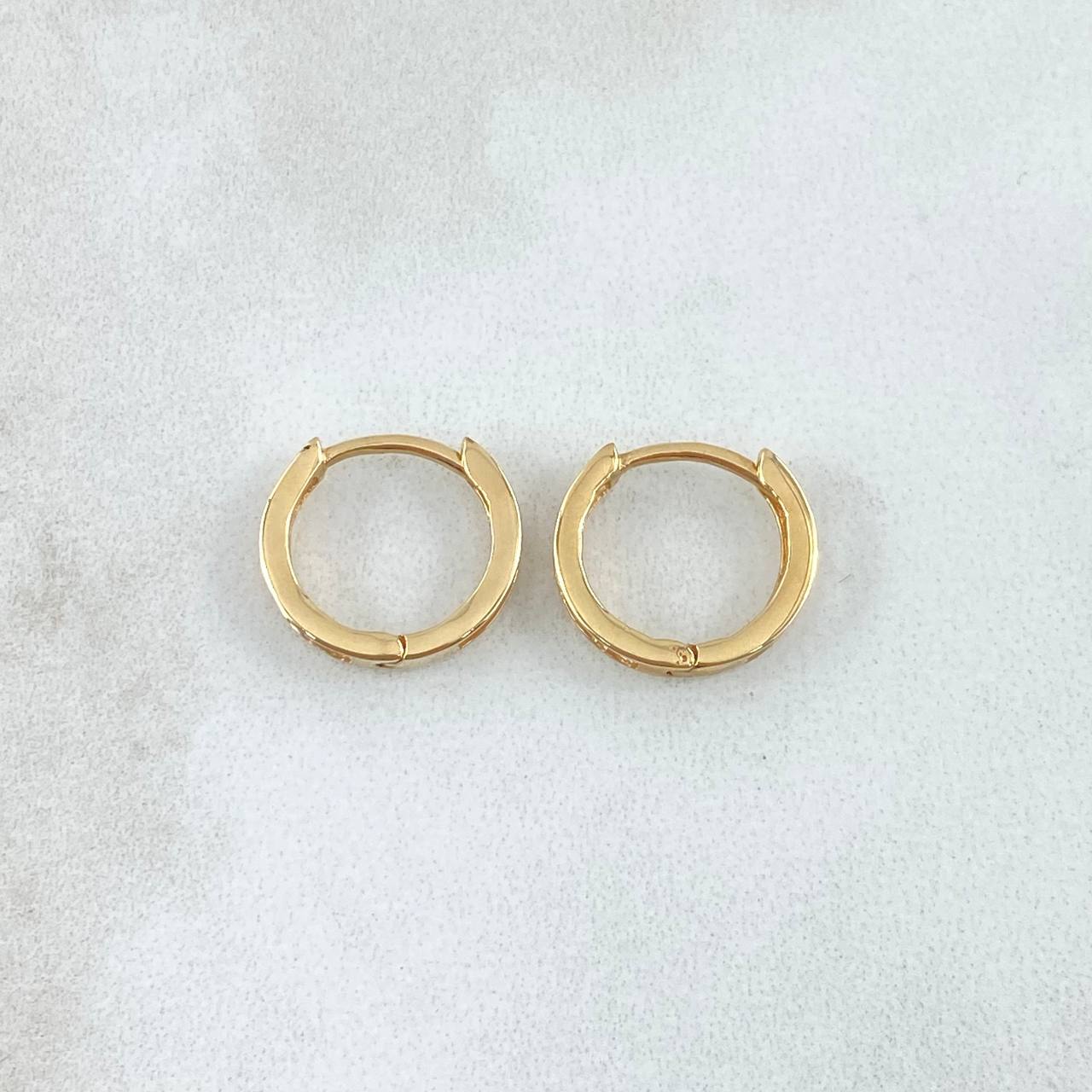 Candongas Carril 1.85gr / 1.3cm / Circones Blancos Oro Amarillo 18K