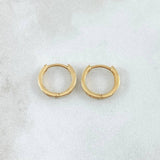 Candongas Carril 1.85gr / 1.3cm / Circones Blancos Oro Amarillo 18K