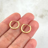 Candongas Carril 1.85gr / 1.3cm / Circones Blancos Oro Amarillo 18K