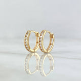 Candongas Carril 1.85gr / 1.3cm / Circones Blancos Oro Amarillo 18K