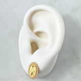 Topos Virgen Milagrosa 2.95gr / 1.4cm / Circones Blancos Broche Mariposa Oro Amarillo 18K *