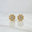 Topos Flor Margarita 1.25gr / 7mm Circones Blancos Oro Amarillo 18K *