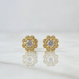 Topos Flor Margarita 1.25gr / 7mm Circones Blancos Oro Amarillo 18K *