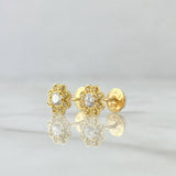 Topos Flor Margarita 1.25gr / 7mm Circones Blancos Oro Amarillo 18K *