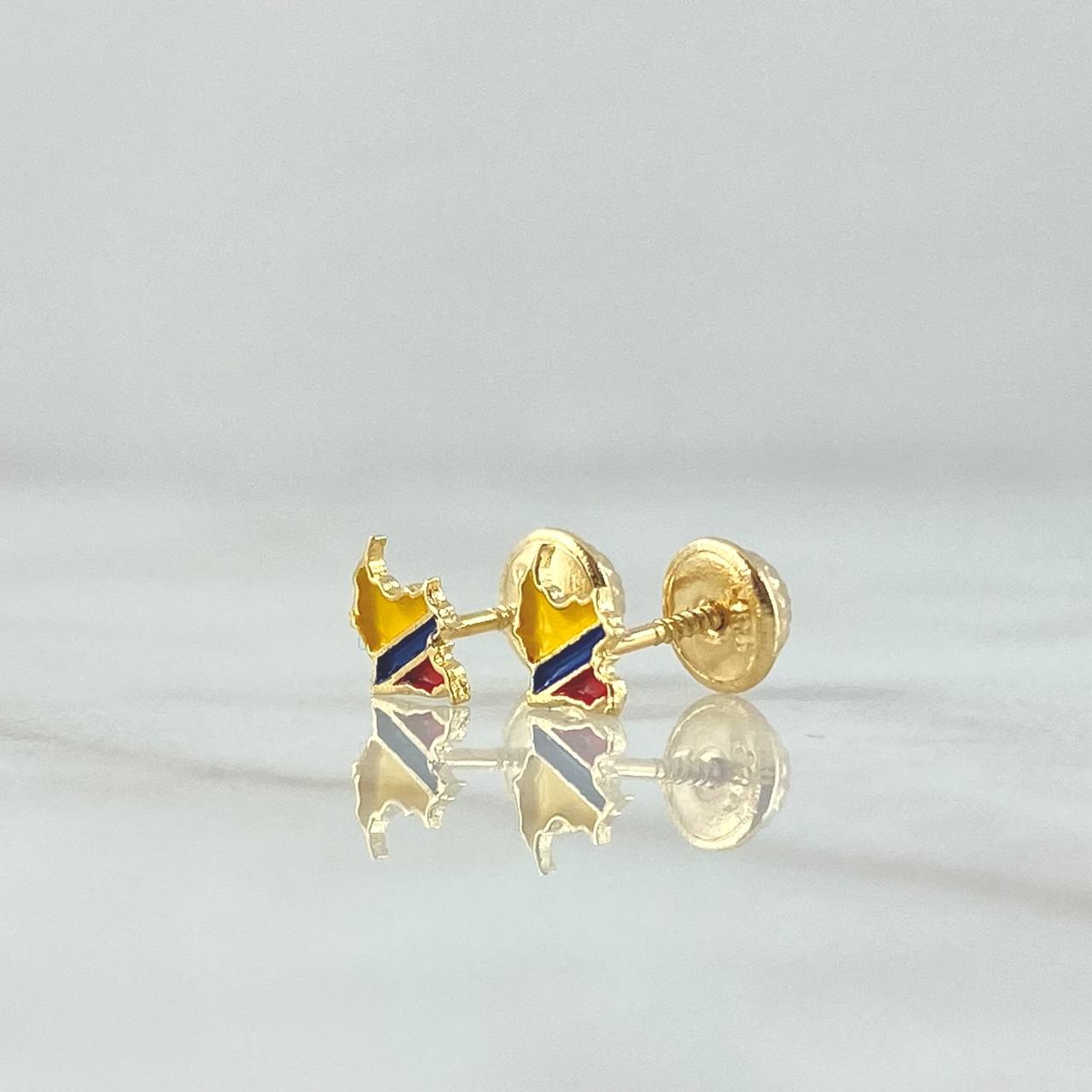 Stud Earrings Map of Colombia 0.6gr / 7mm Yellow Blue Red Gold Yellow 18K Resin ©