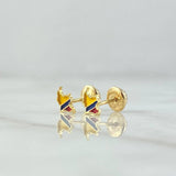 Stud Earrings Map of Colombia 0.6gr / 7mm Yellow Blue Red Gold Yellow 18K Resin ©