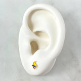 Stud Earrings Map of Colombia 0.6gr / 7mm Yellow Blue Red Gold Yellow 18K Resin ©