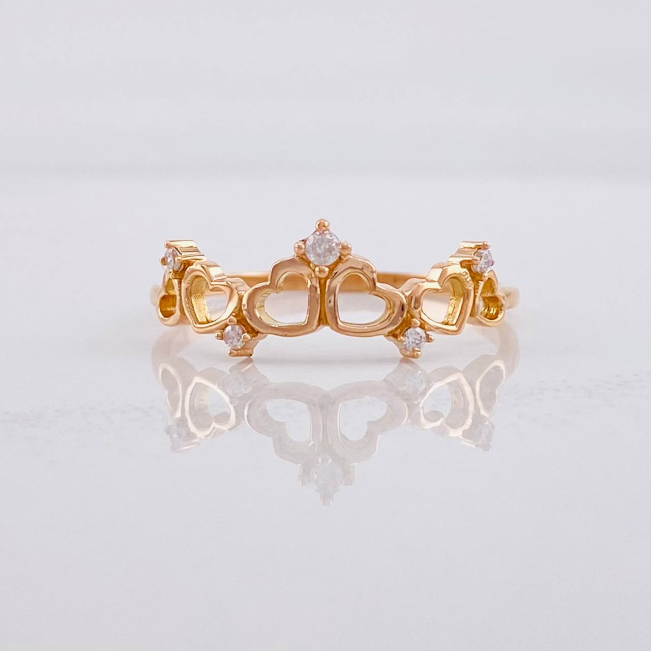 Crown Hearts Ring 1.55g / T7 3/4 18K Rose Gold