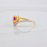 V Heart Ring 1.95g / T7 1/2 Yellow Gold 18K