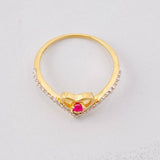 V Heart Ring 1.95g / T7 1/2 Yellow Gold 18K