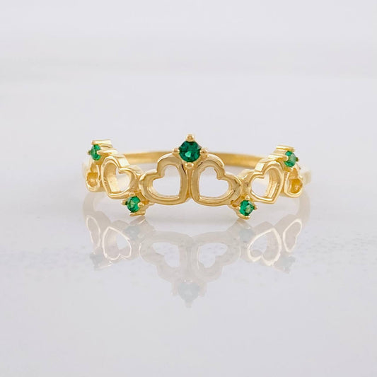 Crown Hearts Ring 1.6g / T8 Yellow Gold 18K