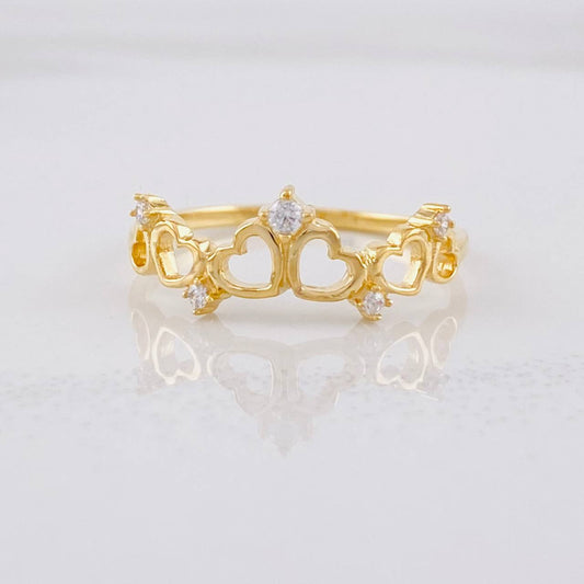 Crown Hearts Ring 1.5g / T6 1/2 18K Yellow Gold