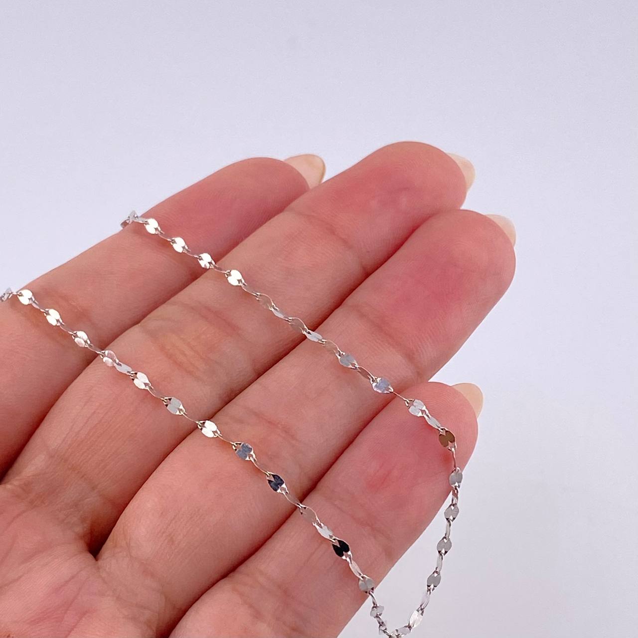 Mirror Flower Chain 1.1 g / 19 3/4 in / 1.8 mm 18K White Gold