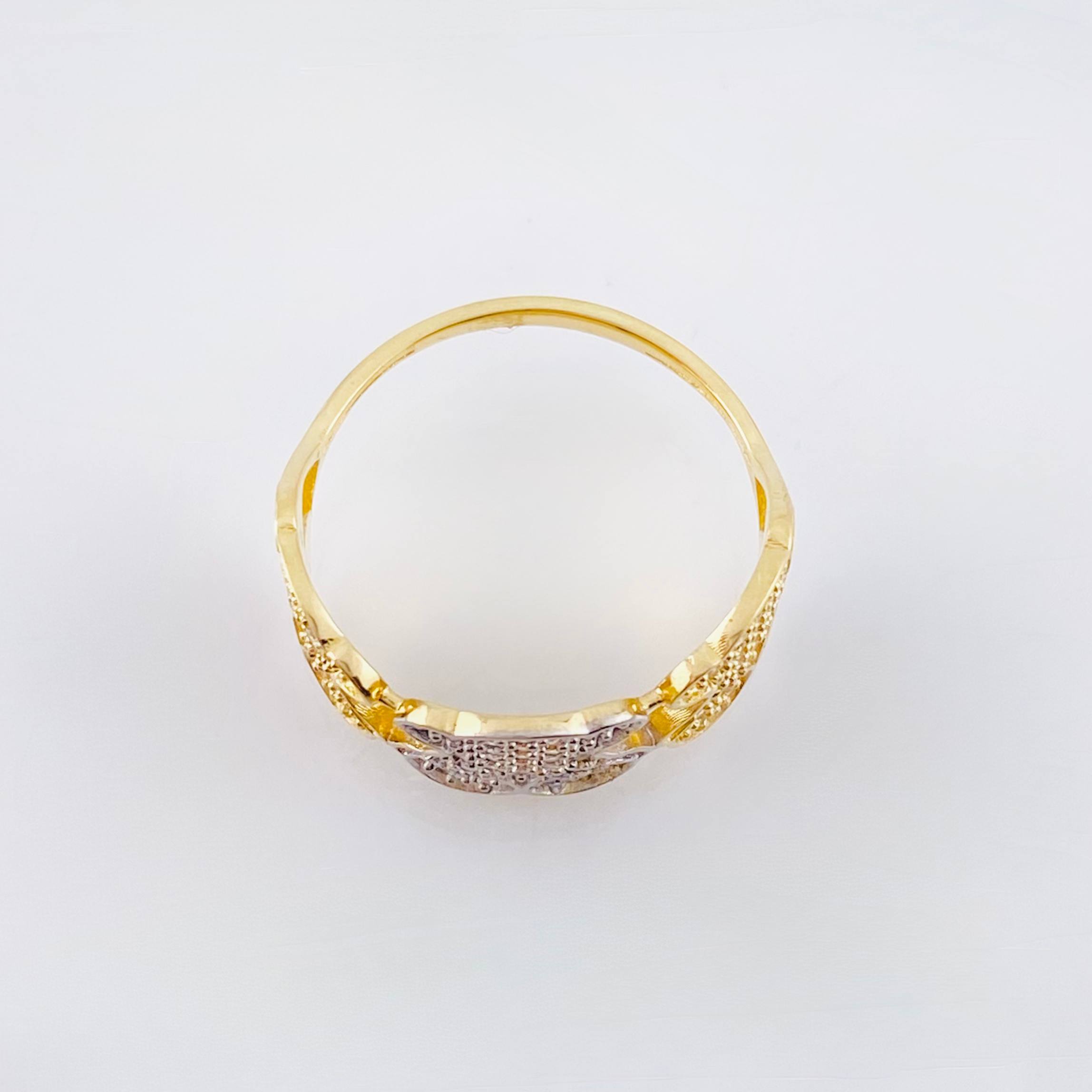 Anillo Osos Ts 3.65gr / T7 3/4 / Dos Oros Amarillo Blanco 18K