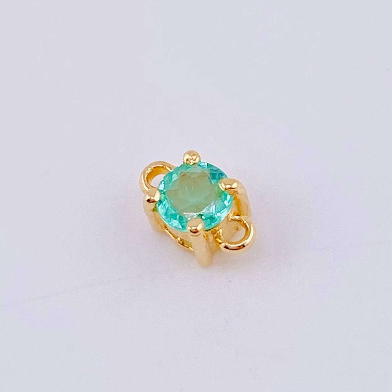 Herraje Piedra Circular Esmeralda 23pts 0.4gr / 1/4 in / Oro Amarillo 18K