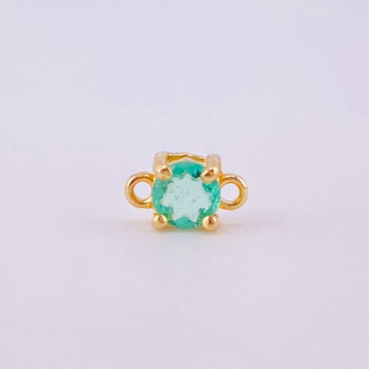 Herraje Piedra Circular Esmeralda 23pts 0.4gr / 1/4 in / Oro Amarillo 18K